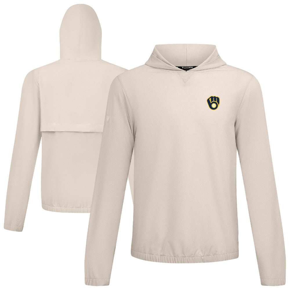 Milwaukee Brewers Levelwear Action Insignia 2.0 Pullover Hoodie - Khaki - MLB Discount