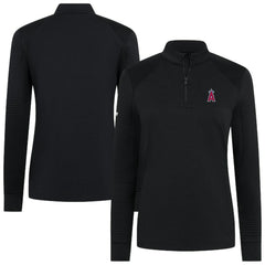 Los Angeles Angels Levelwear Women's Power Insignia 2.0 Quarter-Zip Pullover Top - Black - MLB on Sale