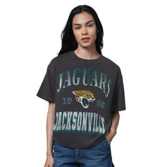 Jacksonville Jaguars Starter Women's Oversized Hall of Fame T-Shirt Heather Black