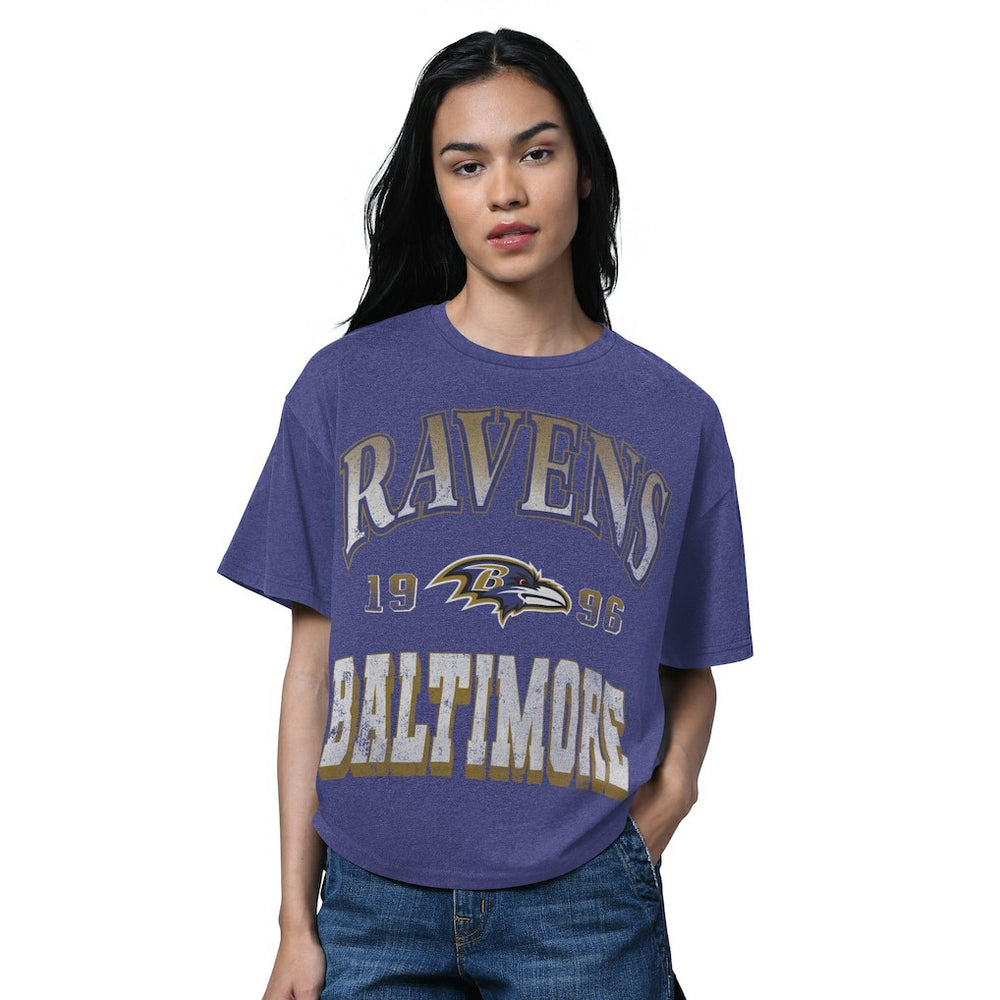 Baltimore Ravens Starter Women's Oversized Hall of Fame T-Shirt Heather Purple