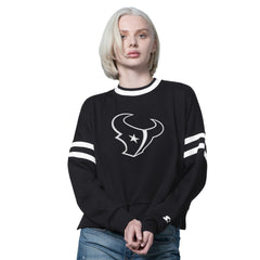Houston Texans Starter Women's Rally Drop Shoulder Cropped Sweatshirt Black