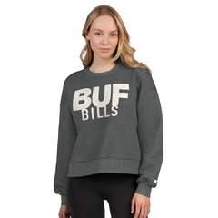Buffalo Bills Starter Women's Show Up Cropped Fleece Pullover Sweatshirt Heather Gray