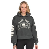 San Francisco 49ers Starter Women's Star Player Cropped Fleece Pullover Hoodie Heather Charcoal