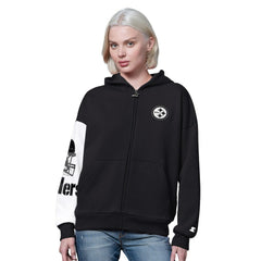 Pittsburgh Steelers Starter Women's 4th Down Full-Zip Hoodie Black