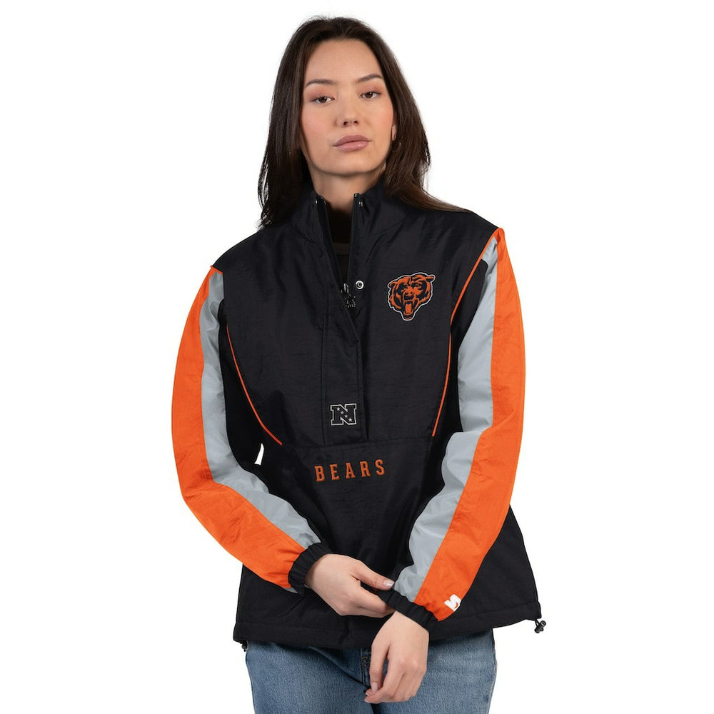 Chicago Bears Starter Women's Thursday Night Gridiron Half-Zip Jacket Black/Orange