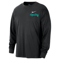 Portland Trail Blazers 2025/26 City Edition Remix Essential Logo Long Sleeve T-Shirt Black | Nike outlet