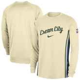 Milwaukee Bucks 2025/26 City Edition Authentic Pregame Dri-FIT Long Sleeve Shooting T-Shirt Cream | Nike discount