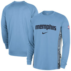 Memphis Grizzlies 2025/26 City Edition Authentic Pregame Dri-FIT Long Sleeve Shooting T-Shirt Light Blue | Nike outlet