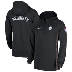 Brooklyn Nets 2025/26 City Edition Remix Authentic On-Court Quarter-Zip Dri-FIT Hooded Jacket Black | Nike outlet