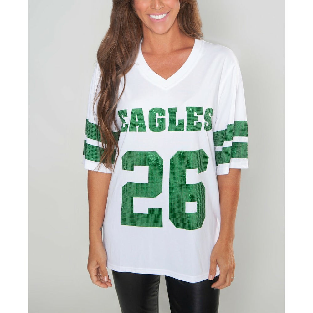 Saquon Barkley Philadelphia Eagles Cuce Women's Crystal V-Neck Tunic White