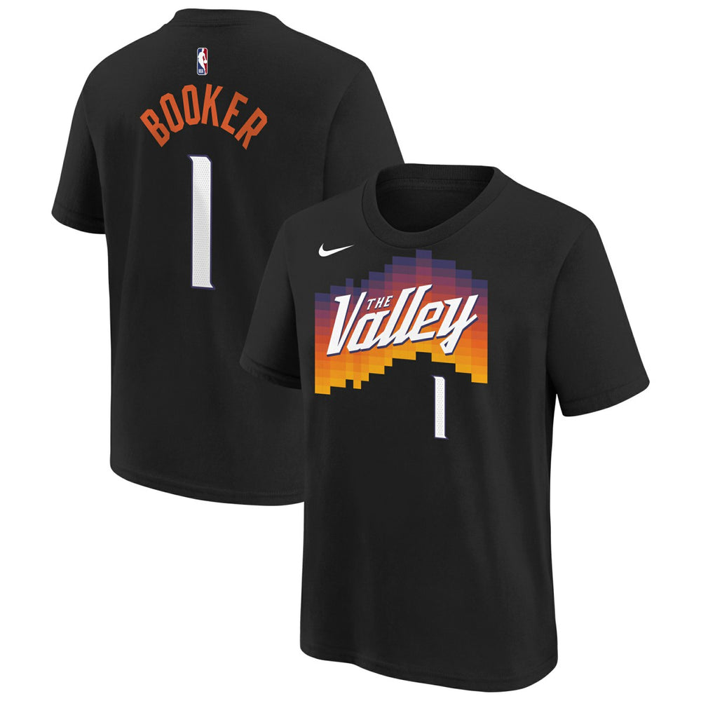 Devin Booker Phoenix Suns Youth 2025/26 City Edition Name & Number T-Shirt Black | Nike Lifestyle