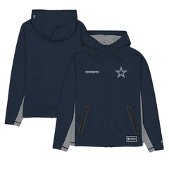 Dallas Cowboys New Era Combine Authentic Raglan Scuba Full-Zip Hoodie Navy