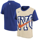 New York Knicks Youth 2025/26 City Edition Max90 T-Shirt Light Beige/Blue | Nike discount