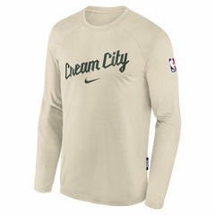Milwaukee Bucks Youth 2025/26 City Edition Dri-Fit Long Sleeve Game Top White | Nike US