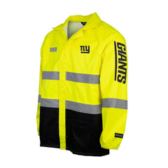 New York Giants Hi-Vis Safety Waterproof Rainshell Full-Zip Hooded Jacket Yellow
