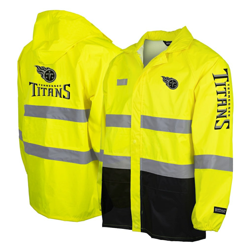 Tennessee Titans Hi-Vis Safety Waterproof Rainshell Full-Zip Hooded Jacket Yellow