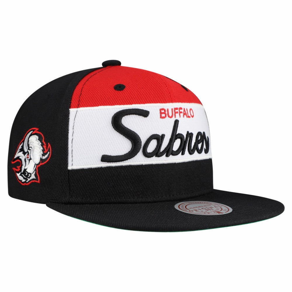 Buffalo Sabres Mitchell & Ness Retro Script Colorblock Snapback Hat - Black - NHL 202950556
