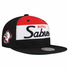 Buffalo Sabres Mitchell & Ness Retro Script Colorblock Snapback Hat - Black - NHL 202950556