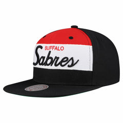 Buffalo Sabres Mitchell & Ness Retro Script Colorblock Snapback Hat - Black - NHL 202950556