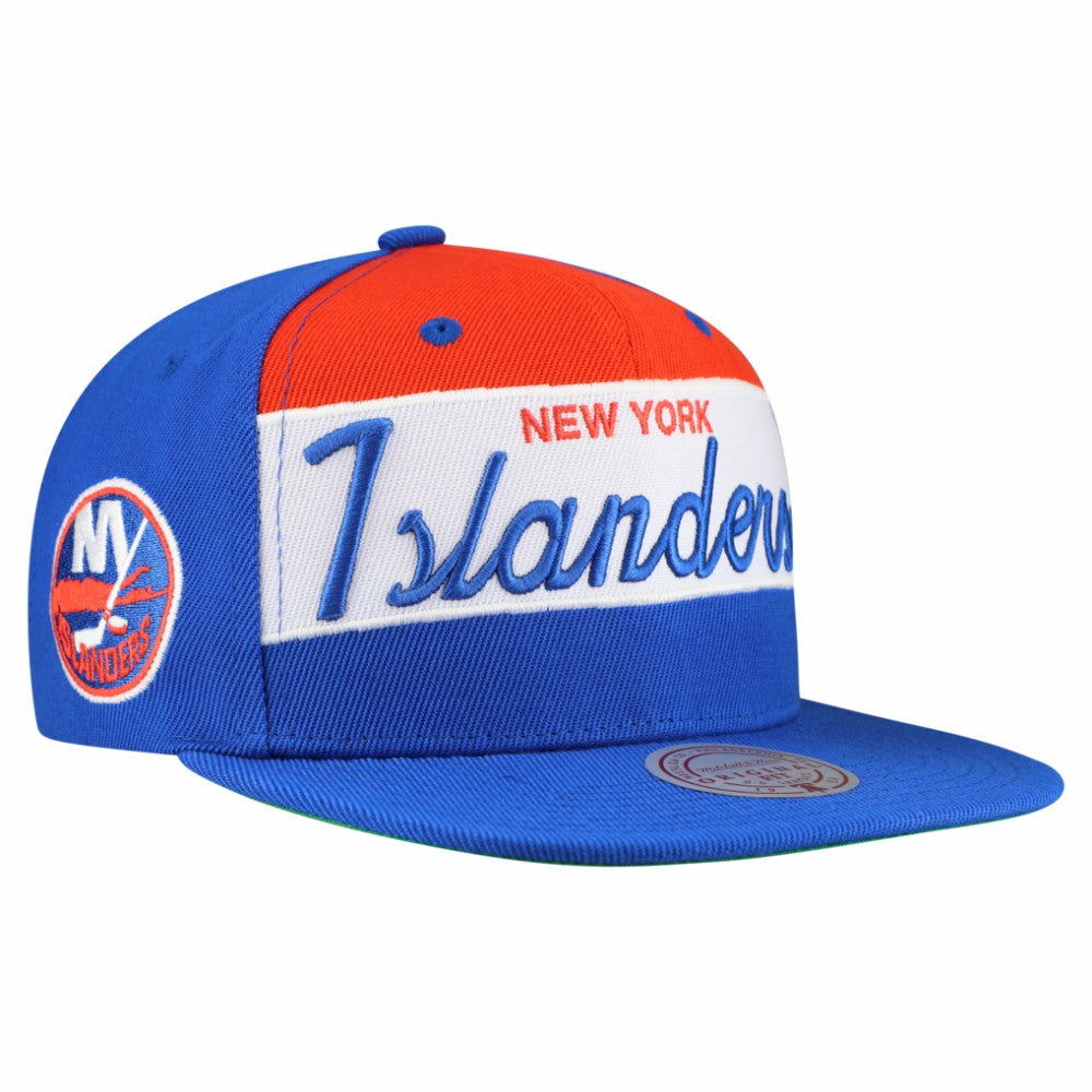New York Islanders Mitchell & Ness Retro Script Colorblock Snapback Hat - Royal - NHL 202950562