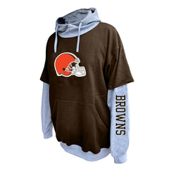 Fanatics Cleveland Browns Big & Tall Twofer Pullover Hoodie Brown/Heather Gray