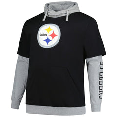 Fanatics Pittsburgh Steelers Big & Tall Twofer Pullover Hoodie Black/Heather Gray