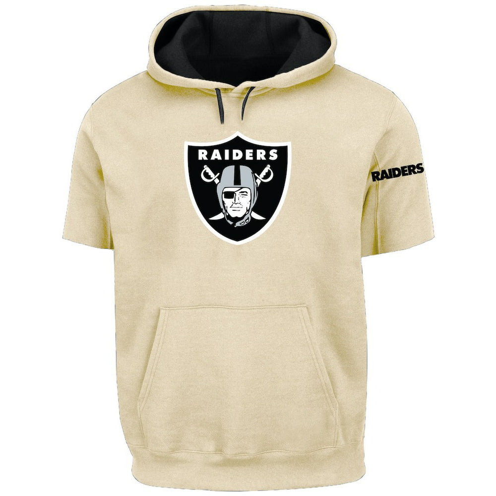 Las Vegas Raiders Profile Big & Tall Chest Print and Logo Short Sleeve Pullover Hoodie Oatmeal