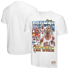 Dennis Rodman Chicago Bulls Hardwood Classics Commemorative Player Collage T-Shirt for sale White | Mitchell & Ness for sale
