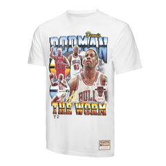 Dennis Rodman Chicago Bulls Hardwood Classics Commemorative Player Collage T-Shirt for sale White | Mitchell & Ness for sale