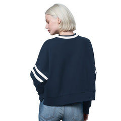 Dallas Cowboys Starter Women's Rally Drop Shoulder Cropped Sweatshirt Navy
