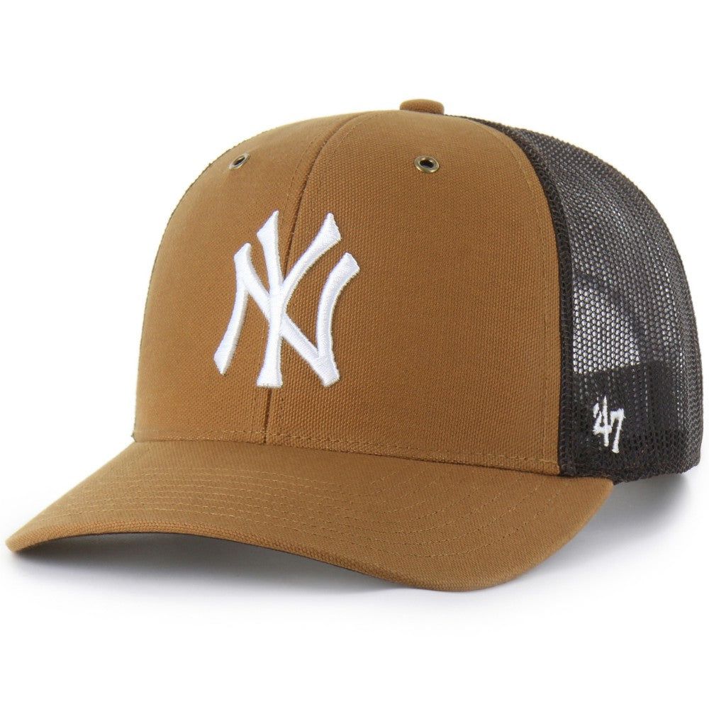 New York Yankees Carhartt x '47 Trucker Adjustable Hat - Brown - 47 brand Lifestyle