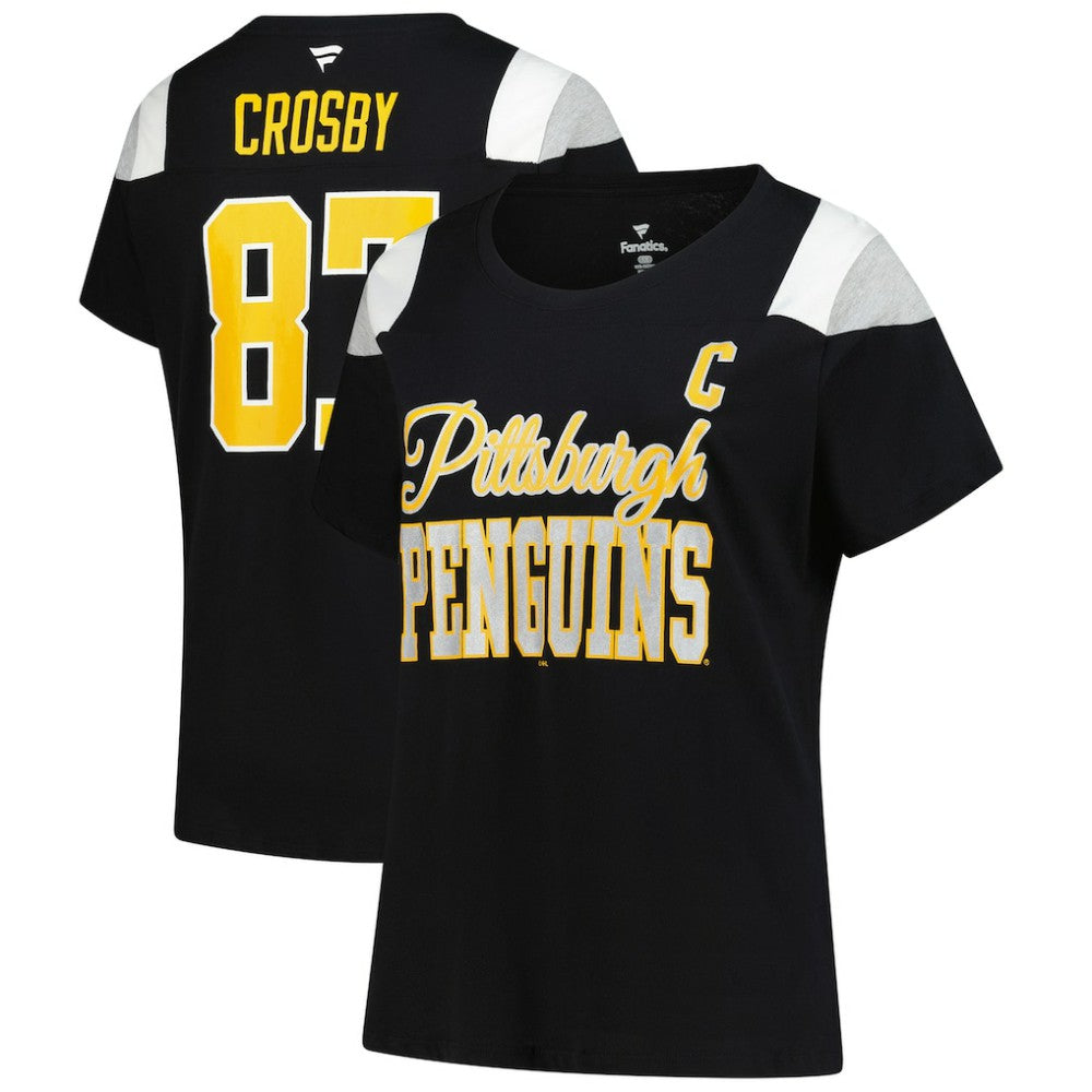 Sidney Crosby Pittsburgh Penguins Fanatics Women's Plus Size Name & Number Scoop Neck T-Shirt - Black - NHL 202983341