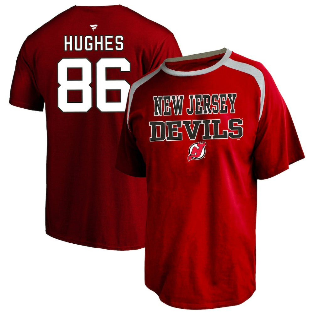 Jack Hughes New Jersey Devils Fanatics Women's Plus Size Name & Number Scoop Neck T-Shirt - Red - NHL 202983343