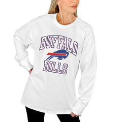 Buffalo Bills Gameday Couture Women's Mind Games Oversized Long Sleeve T-Shirt White