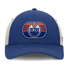 Edmonton Oilers Fanatics 2025 Stanley Cup Playoffs Locker Room Trucker Adjustable Hat - Royal/Gray - NHL 202986021