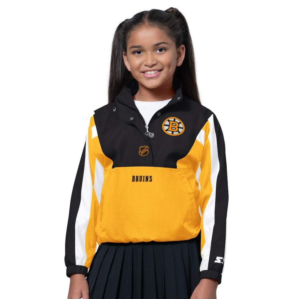 Boston Bruins Starter Girls Key Player Half Zip Jacket - Black/Gold - NHL 202986137