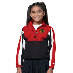 Chicago Blackhawks Starter Girls Key Player Half Zip Jacket - Black/Red - NHL 202986138
