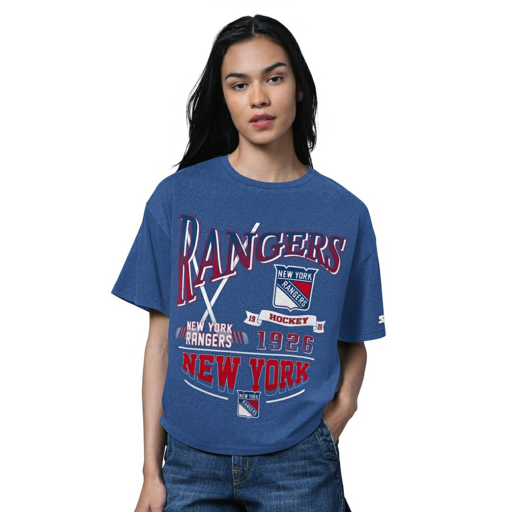 New York Rangers Starter Women's Oversized Hall of Fame T-Shirt - Heather Blue - NHL 202986145