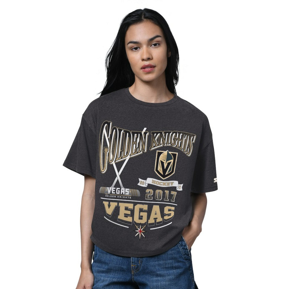 Vegas Golden Knights Starter Women's Oversized Hall of Fame T-Shirt - Heather Black - NHL 202986149