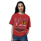 Chicago Blackhawks Starter Women's Oversized Hall of Fame T-Shirt - Heather Red - NHL 202986160