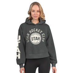 Utah Mammoth Starter Women's Star Player Cropped Fleece Hoodie - Heather Charcoal - NHL 202986175