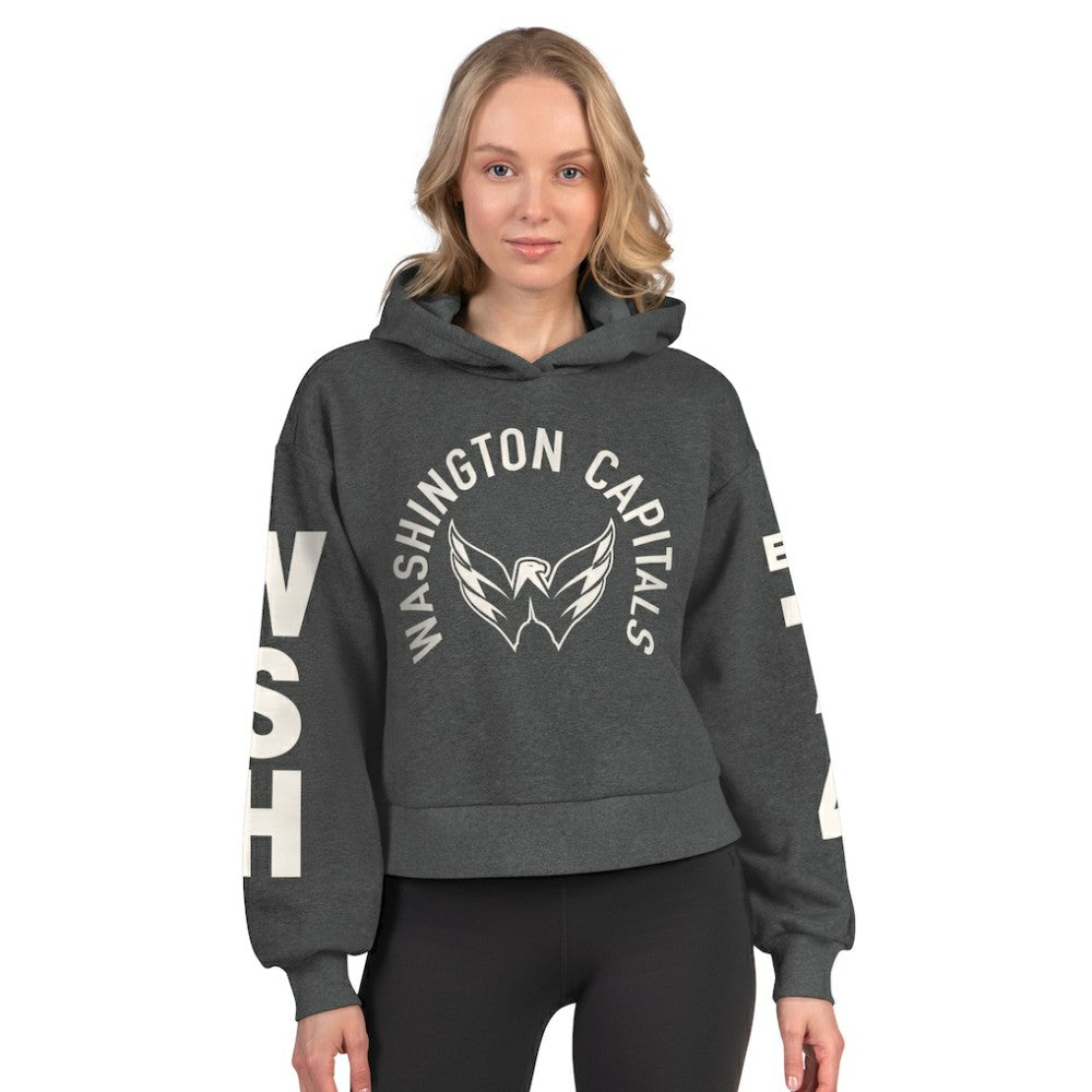 Washington Capitals Starter Women's Star Player Cropped Fleece Hoodie - Heather Charcoal - NHL 202986177