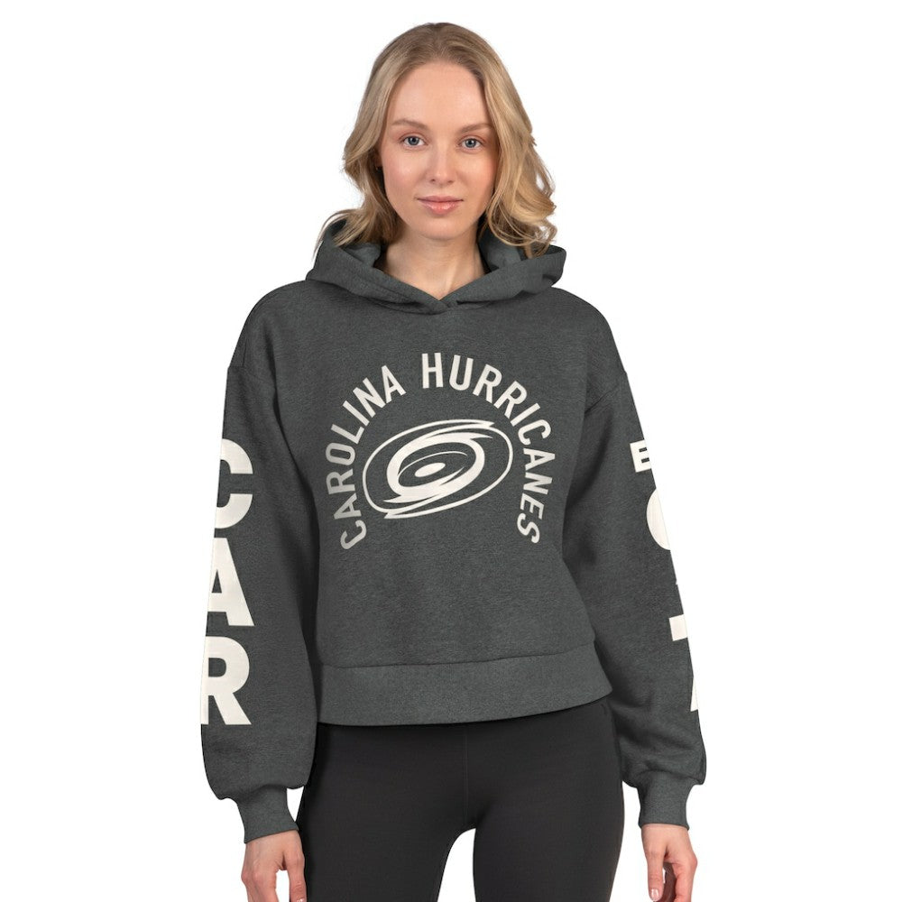 Carolina Hurricanes Starter Women's Star Player Cropped Fleece Hoodie - Heather Charcoal - NHL 202986183