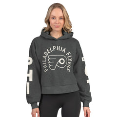 Philadelphia Flyers Starter Women's Star Player Cropped Fleece Hoodie - Heather Charcoal - NHL 202986188