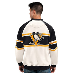 Pittsburgh Penguins Starter Male Adult Defense Fleece Crewneck Sweatshirt - White - NHL 202986217