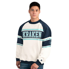 Seattle Kraken Starter Male Adult Defense Fleece Crewneck Sweatshirt - White - NHL 202986218