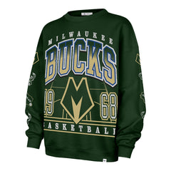 Milwaukee Bucks '47 Women's 2025/26 City Edition Go Big Oversized Sweatshirt Hunter Green | 47 brand US