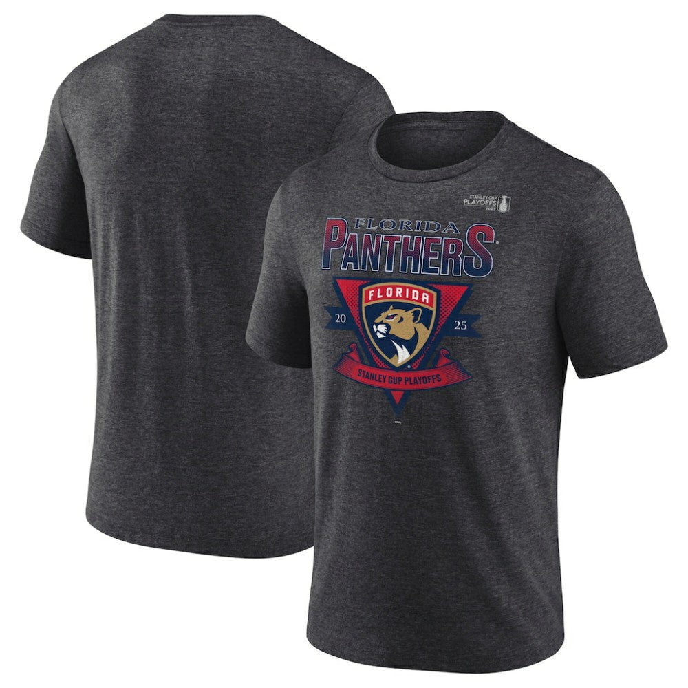 Florida Panthers Fanatics 2025 Stanley Cup Playoffs Crossbar Tri-Blend T-Shirt - Heather Charcoal - NHL 202988646