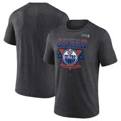 Edmonton Oilers Fanatics 2025 Stanley Cup Playoffs Crossbar Tri-Blend T-Shirt - Heather Charcoal - NHL 202988647