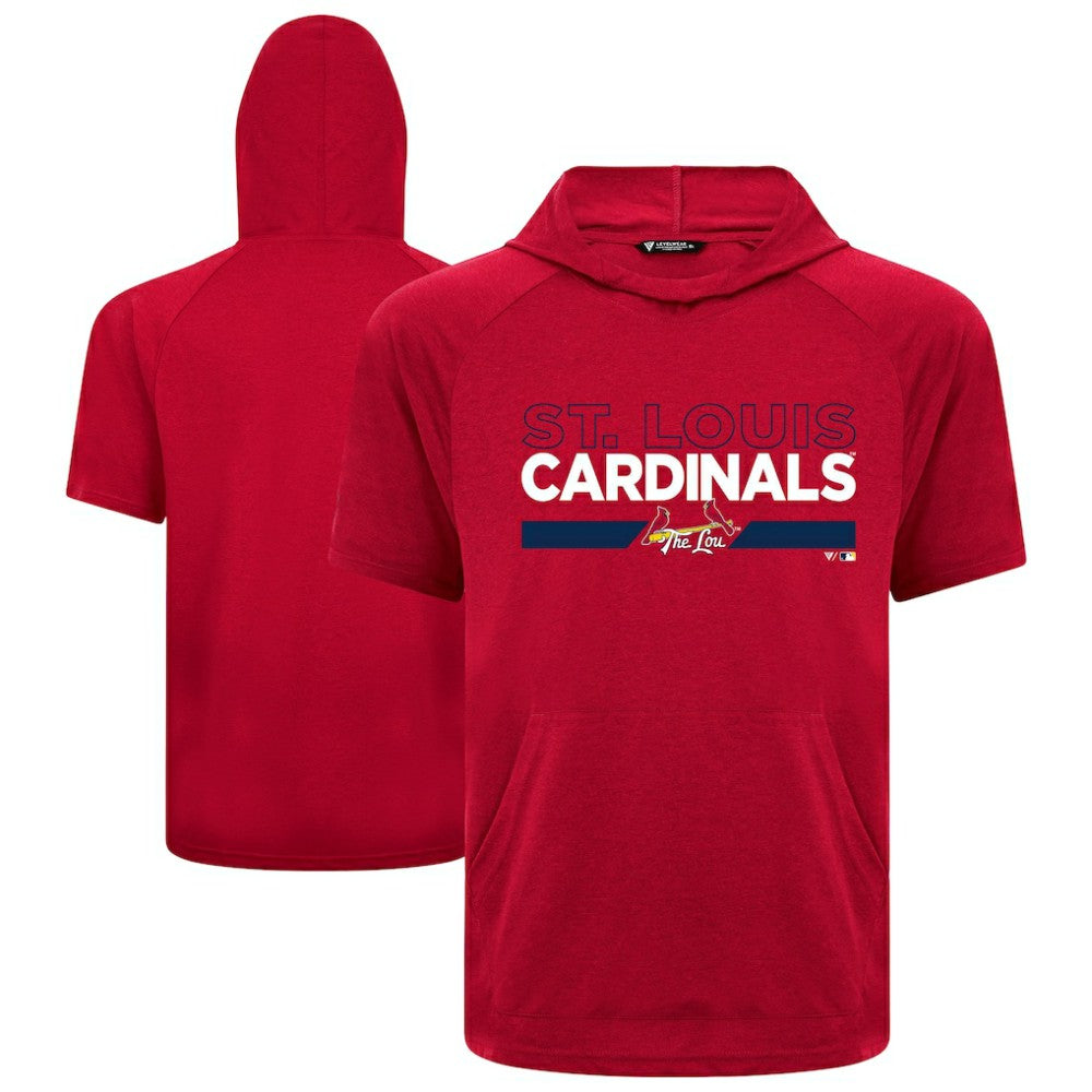 St. Louis Cardinals Levelwear City Connect Phase No Hitter Short Sleeve Pullover Hoodie - Red - MLB Discount